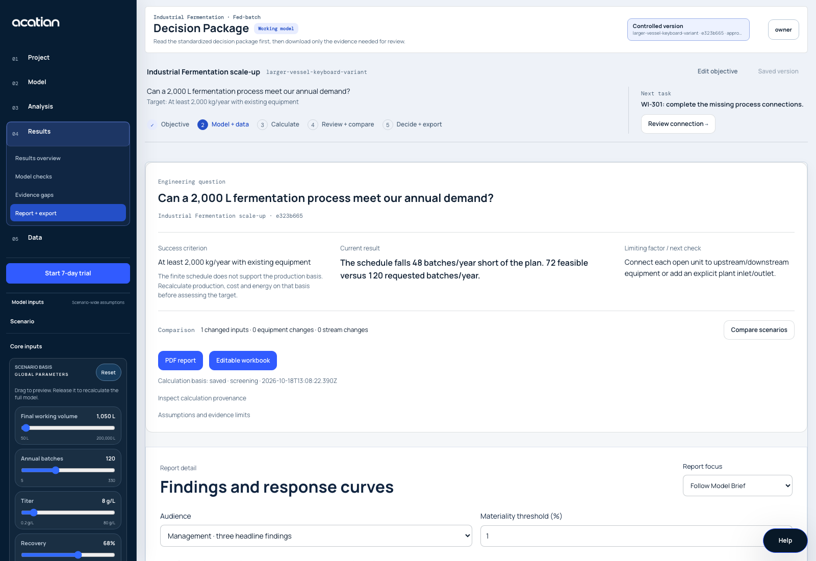 Decision report · target, constraints and calculation basis